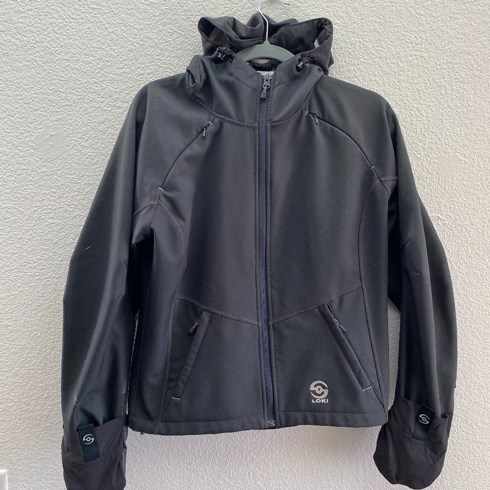 Loki Outerwear Fleece Lined Black Jacket Full Zip Gloves Size Small Hooded